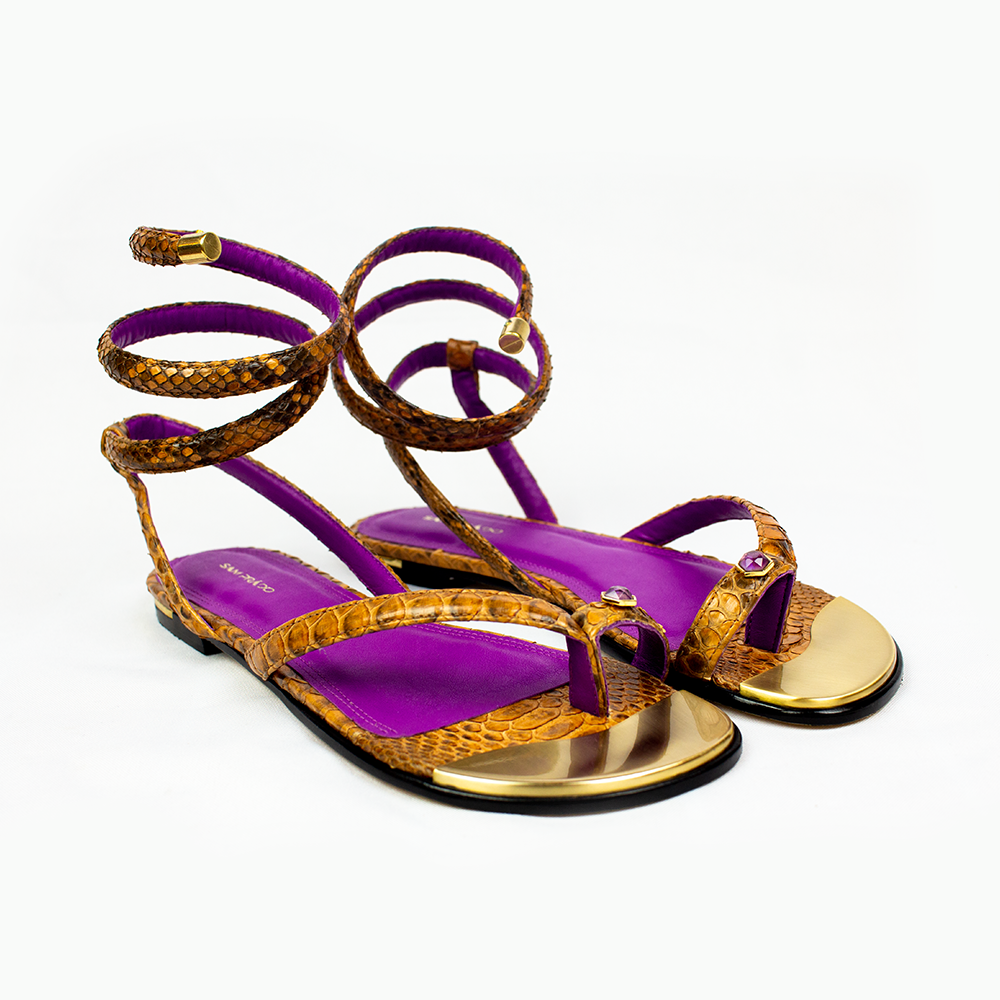 Full view of Sam Prado Tulum Python Leather Upper sandals